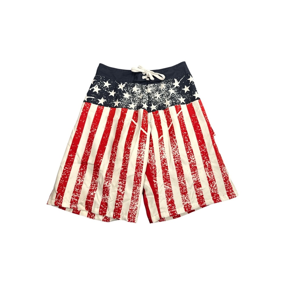 Calhoun Sportswear Mens‎ American Flag Board Shorts Stars Stripes Swim Trunks S